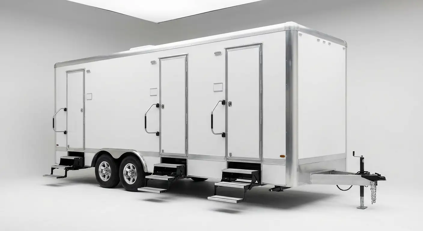 Climate controlled restroom trailer interior features in Charleston, SC
