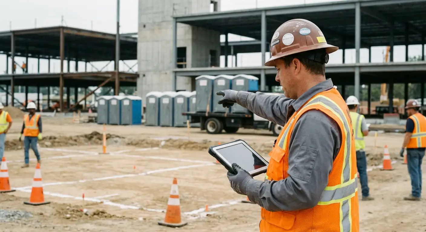 Construction site portable toilet placement planning in Charleston, SC