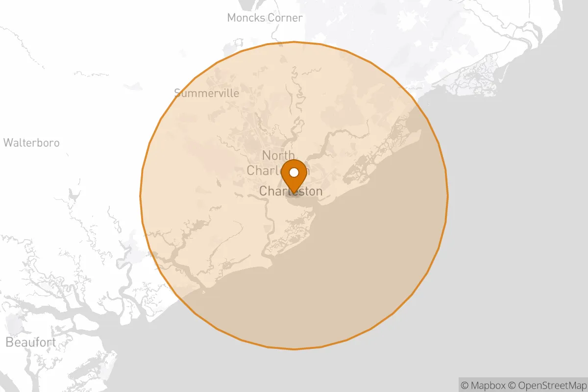 service area service area map in Charleston, SC